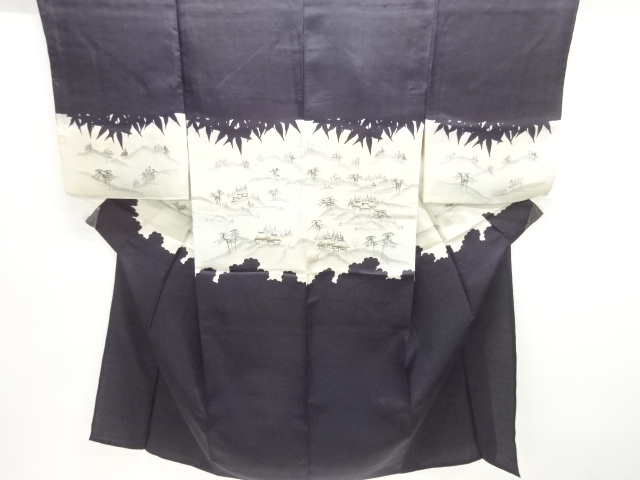 アンティーク　家屋風景模様かつぎ